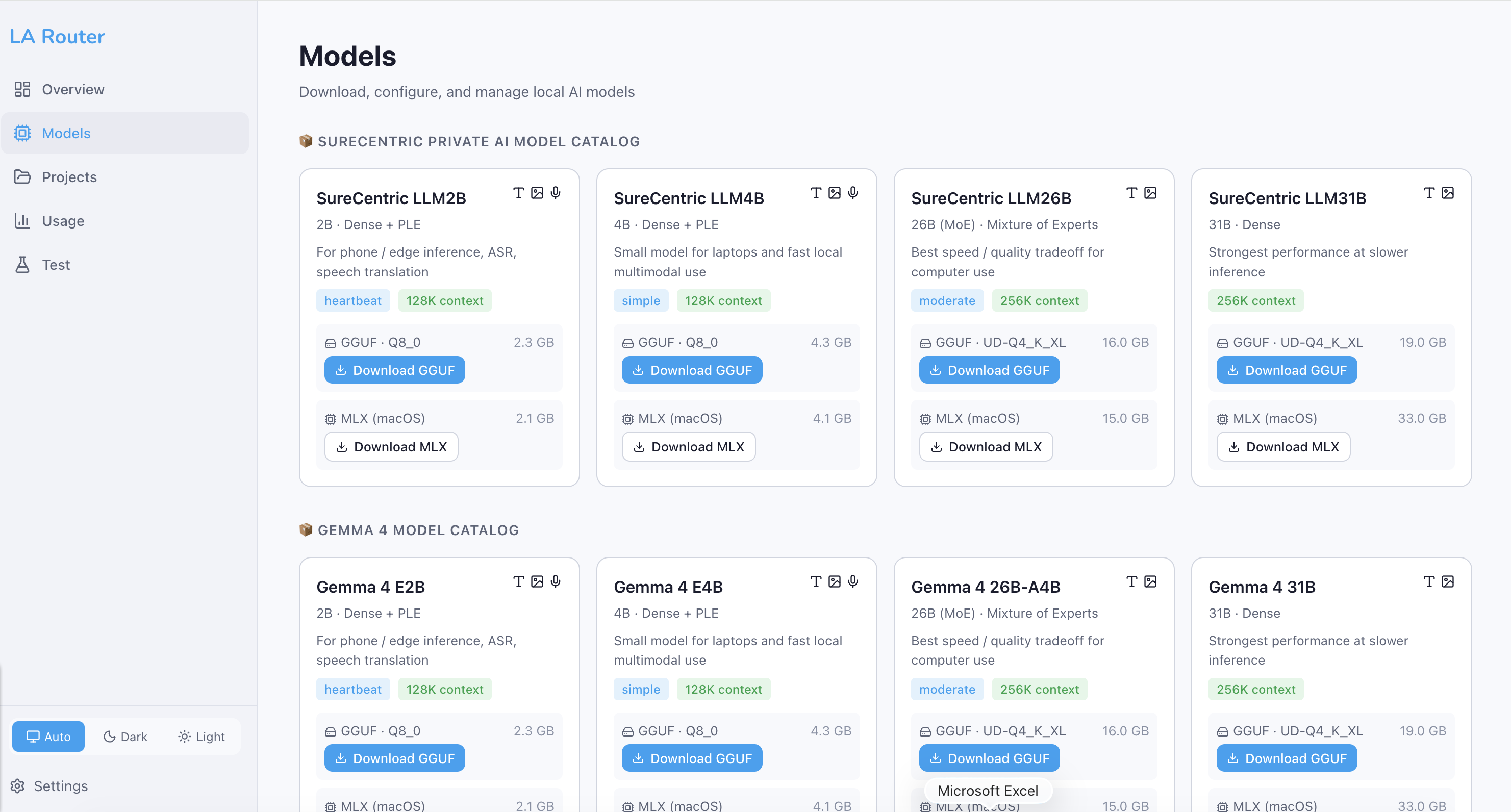 Models Dashboard