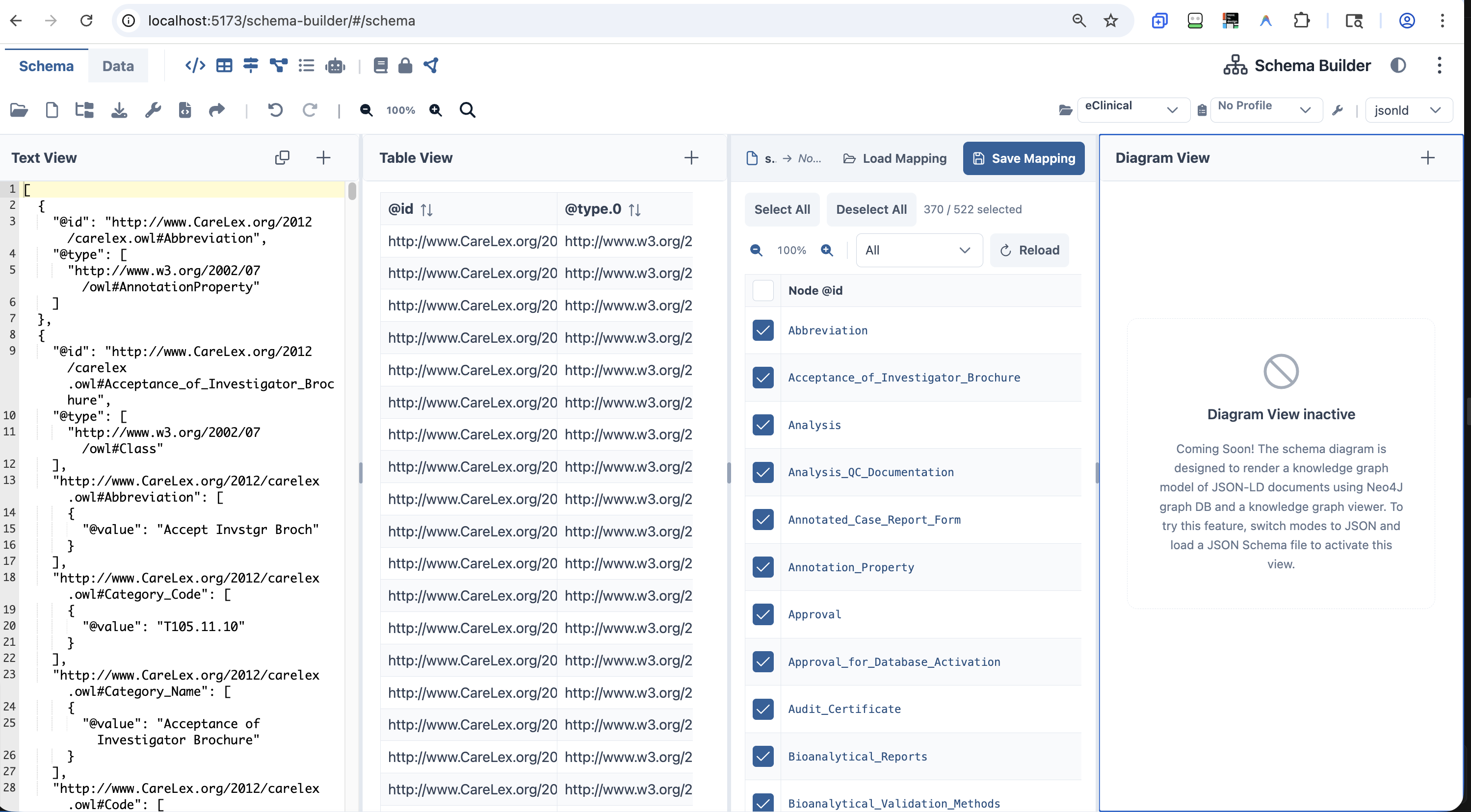Schema Builder — Schema Mode