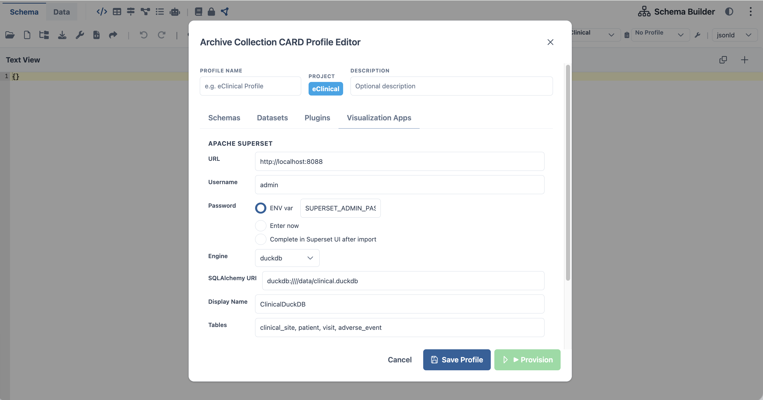 CARD for Superset Setup UI